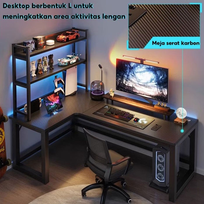 PROMO Meja Gaming Karbon Serat / Meja Gaming / Meja Komputer / Meja Komputer Minimalisir / Meja