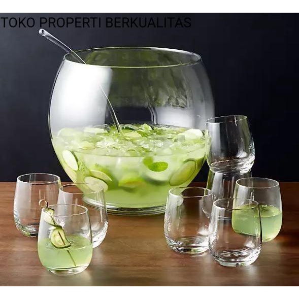 Set mangkuk saji dengan gelas punch bowl mangkok es cocktail sop buah