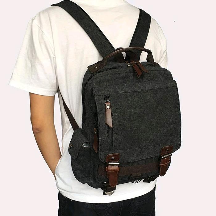 Ransel Pria Kanvas Mini Import Tas kain Kanvas Backpack