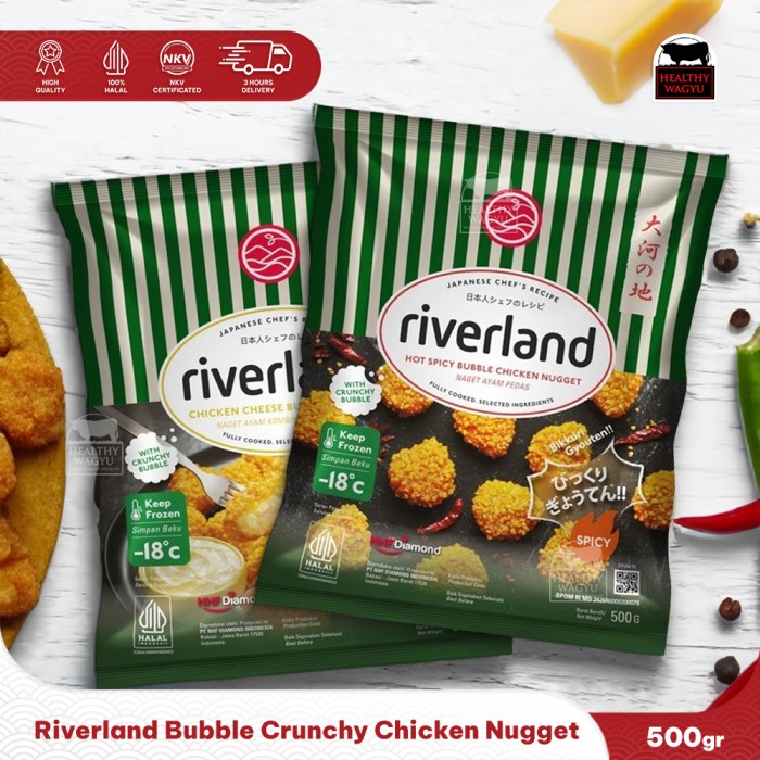 

Lezat- Riverland Bubble Crunchy Chicken Nugget Naget ala Jepang 500gr