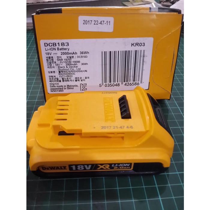 Battery Cordless DEWALT 18V 2.0Ah Lithium Ion DEWALT