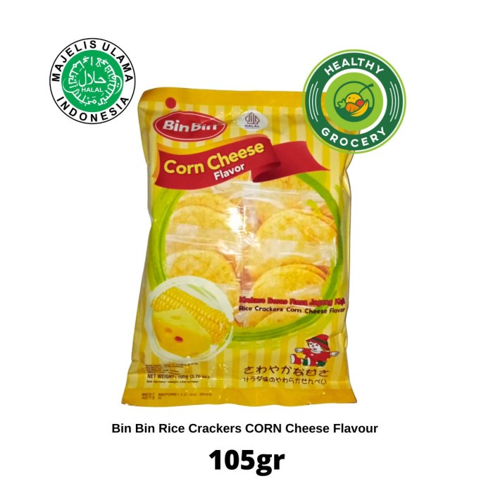 

Bin Bin Rice Crackers Corn Cheese Flavour 105Gr / Crackers Jagung Keju