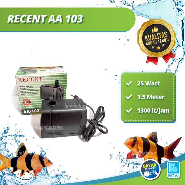 Pet- Pompa Air Celup Kolam Ikan Aquarium Akuarium RECENT AA 103 25 Watt