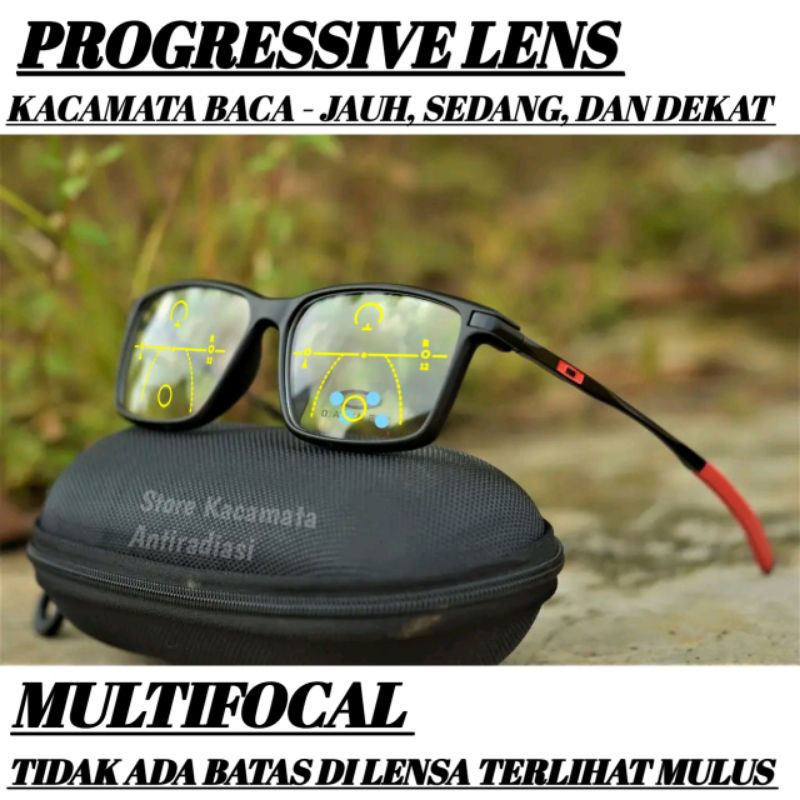 BaruBgTStock- Kacamata Baca Progressive Antiradiasi Pria/Wanita Kacamata Sporty Oakley Plus Baca Dan