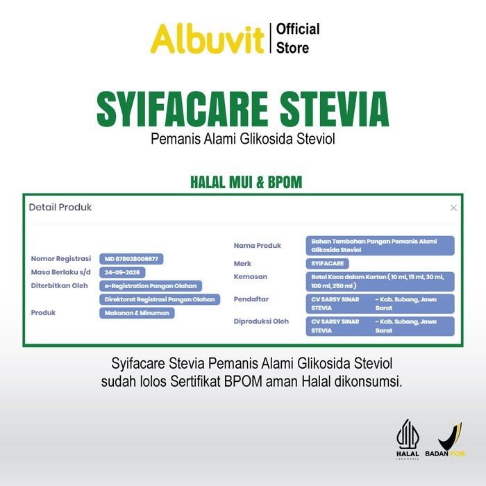

2 BOTOL SYIFACARE STEVIA LEBIH HEMAT PENGGANTI GULA RENDAH KALORI
