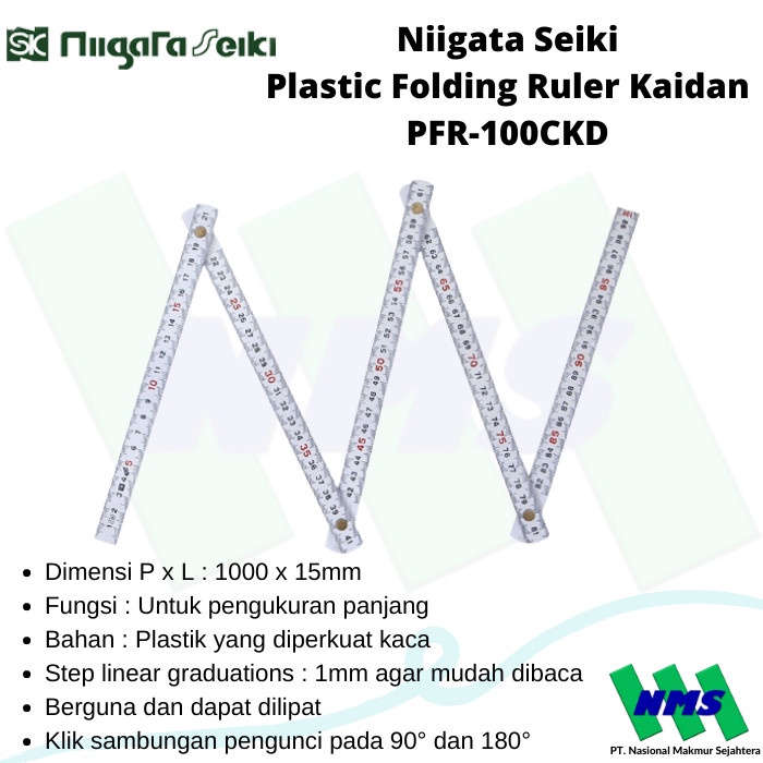 

TERLARIS Penggaris Lipat Niigata Seiki Plastic Folding Ruler PFR-100CKD 1000mm