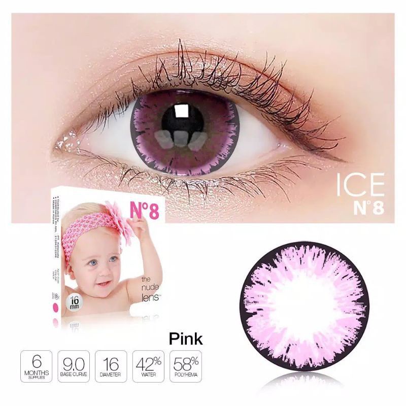 EyeRA- softlens X2 ice N8 green/pink ,lensa kontak X2 ice N8