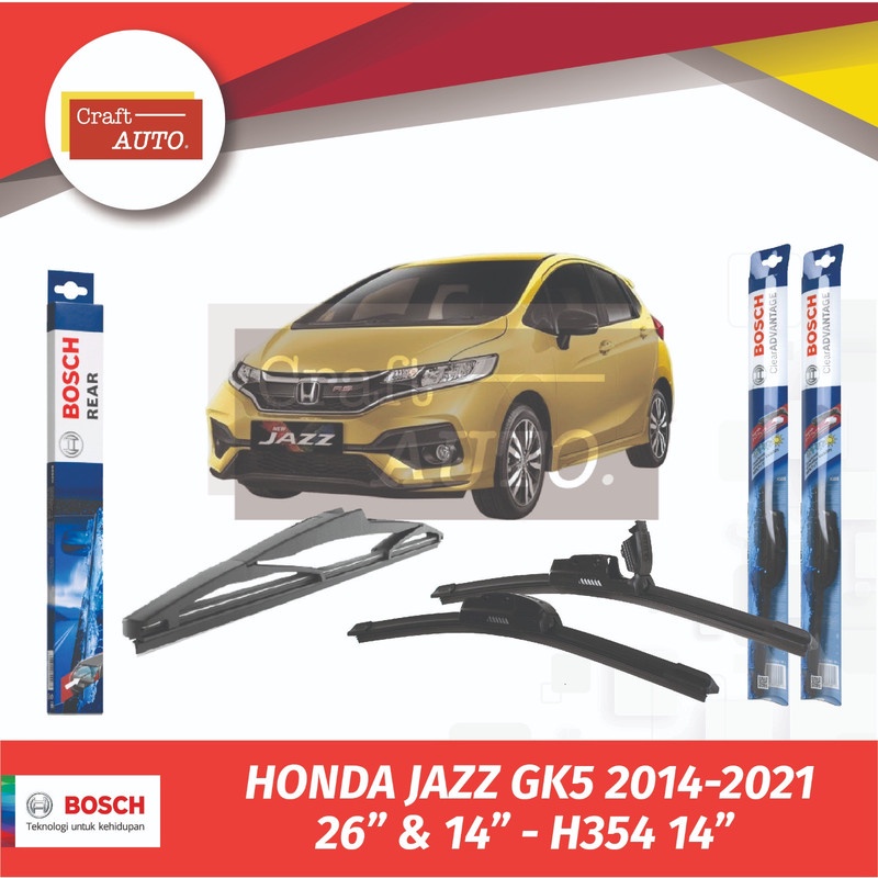 Wiper Honda Jazz GK5 2014 - 2021 Bosch Frameless Depan Belakang