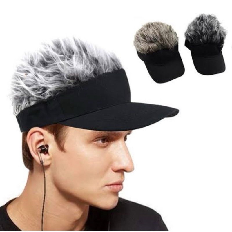 JaminanBaru- wig rambut topi wig hat wig topi golf topi pantai topi base ball topi pria topi lelaki