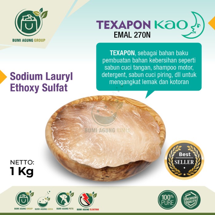 JTTOP" TEXAPON 270N / EMAL 270N / EMAL N70 / SLES / ECOSOL 1KG 1 KG EX KAO