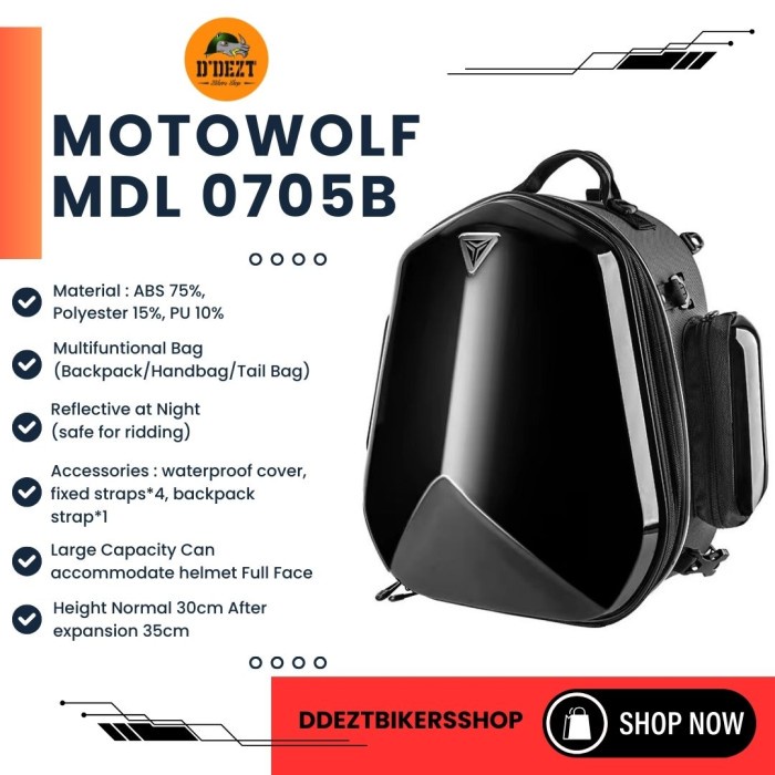 Motowolf Mdl 0705B Tail Bag Motowolf Tas Helm Tas Belakang Seat Bag Motor Waterproof Touring