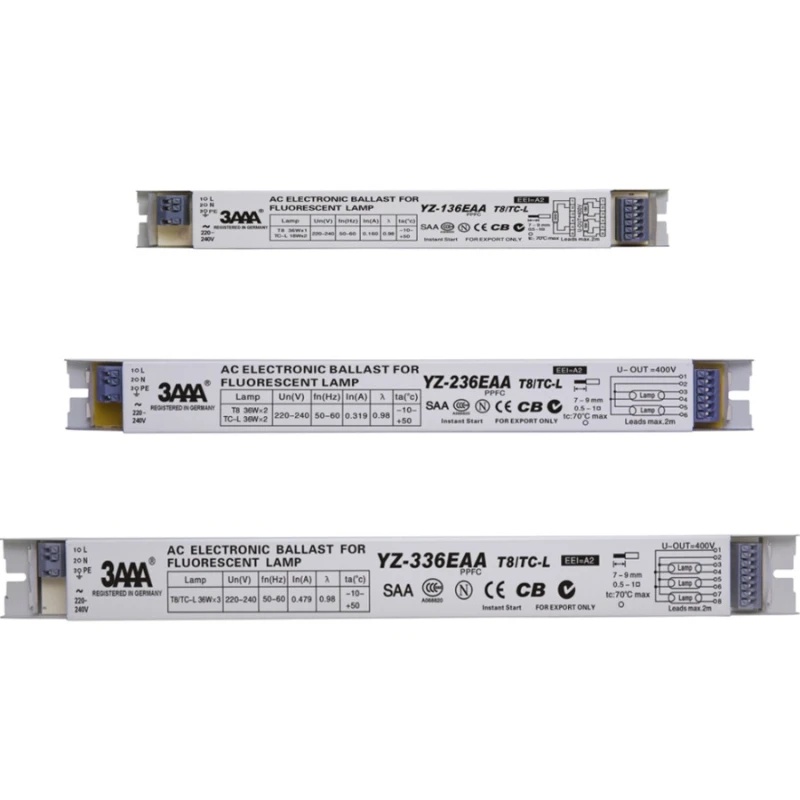NEW 3AAA YZ-136EAA YZ-236EAA YZ-336EAA T8/TC-L 220V 1*36W 3*36W T8 Electronic Ballast For T8 Fluores