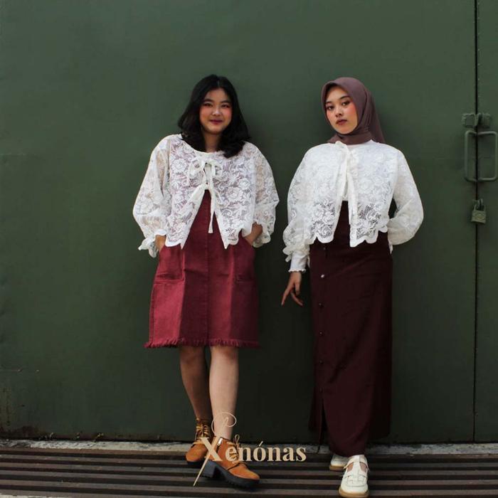 KEELIA BRUKAT OUTER (TOP) PANJANG WANITA ATASAN CASUAL BAJU TILE