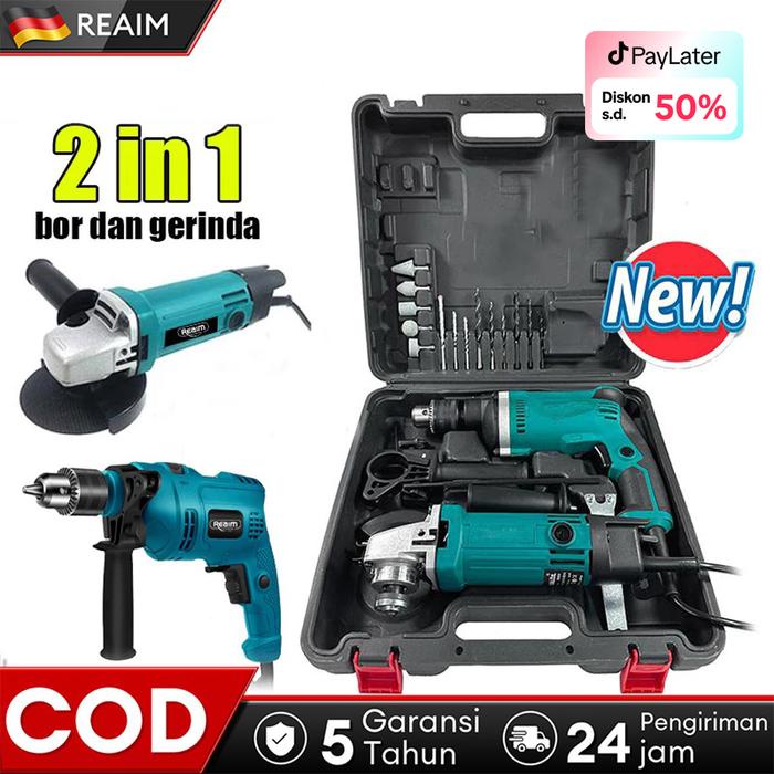 REAIM 13mm bor dan gerinda mesin bor listrik bor gerinda paket bor dan gerinda mesin gerinda tangan