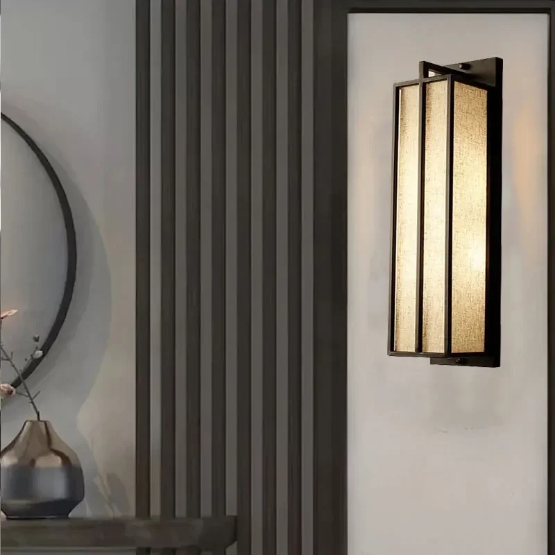 New Chinese Style Wall Lamp Simple Living Room Bedroom Bedside Lamp Villa Stairs Corridor Iron Art L