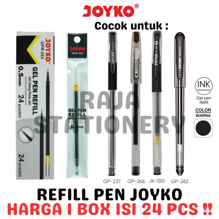 

JOYKO GEL PEN REFILL BLACK BLUE 0.5 ISI ULANG PEN JOYKO JK-100 GP-262 HITAM BIRU GPR-263 BOX [24PCS]