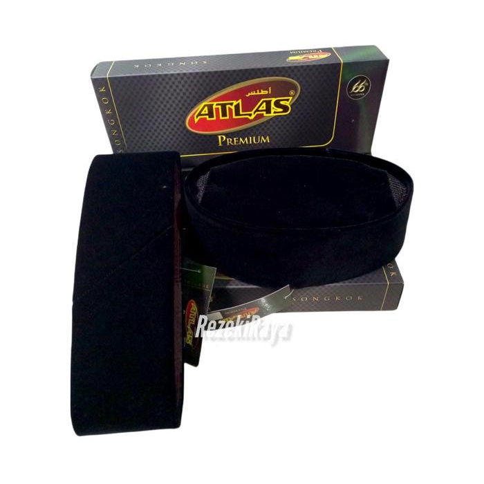 TERJAMIN peci songkok ATLAS hitam polos AC Tinggi 9 cm tahan air peci songkok tanpa kertas ,kualitas