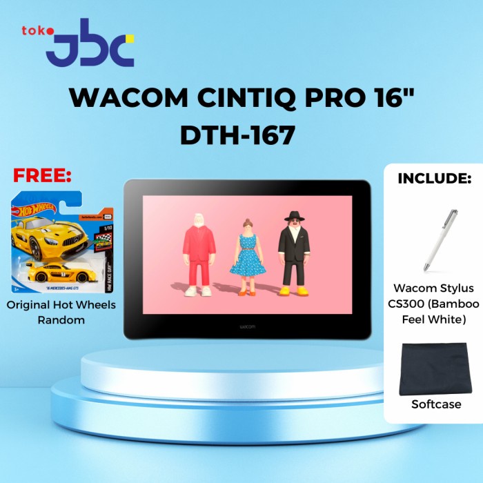 New Wacom Cintiq Pro 16 Inch Dth-1620 Creative Pen Display + Bonus