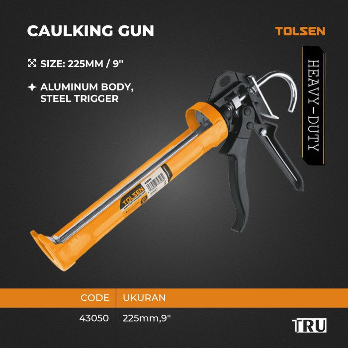 

CAULKING GUN 9" inch Tembakan Lem Botol Silikon Silicone Sealant 43050 Tolsen