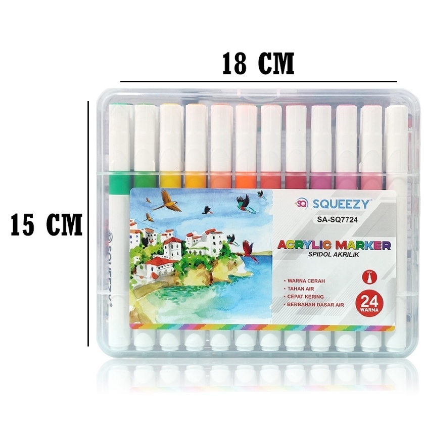 

1 Set 24 Pcs Spidol Kuas Akrilix Acrylix Brush Pen Maker 24 Warna Permanen