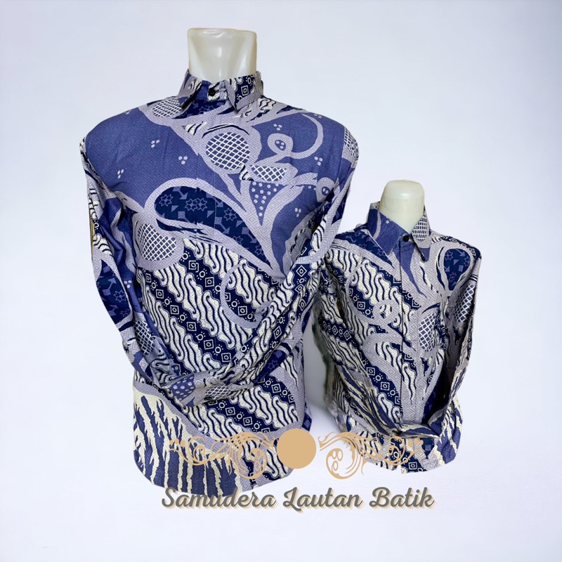 {{ Batik Warna BIRU DENIM, Batik Couple Ayah Anak Warna Biru Denim,Batik Couple Keluarga,Batik Warna