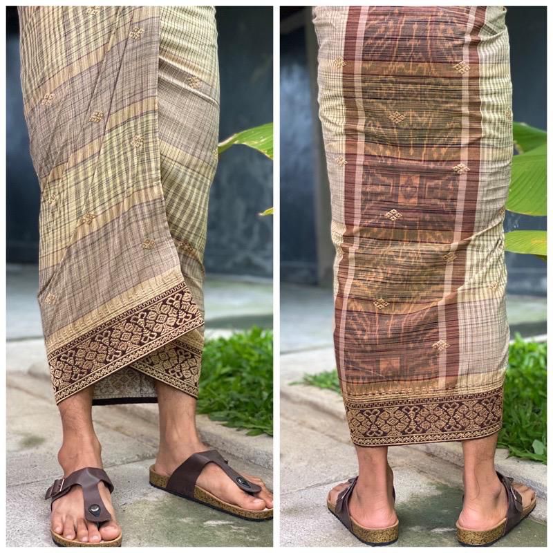 {{ Saput katun endek bali putih kuning ungu kotak poleng murah terbaru Ready}}