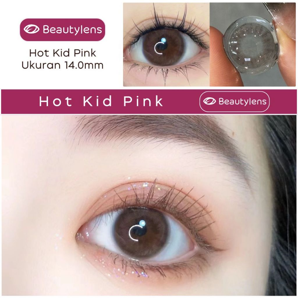 UM1 Live18 Hot Kid Pink 14.0 BEAUTYLENS Softlens Berwarna Lensa Merah Muda dan Cokelat normal&minus