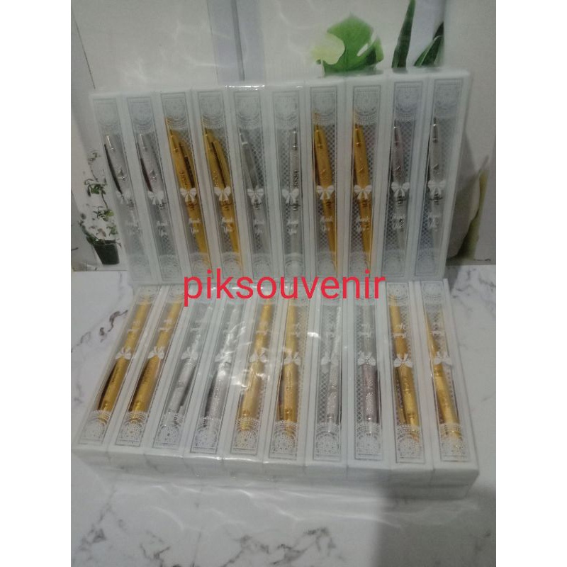 

Isi 100 pcs Souvenir Pulpen Emas perak Kemas Mika Pulpen Gold dan Silver pen gold silver