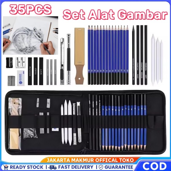 

Drawing Pencil Set Alat Gambar 35pcs Set Lukisan Pensil Gambar Lukis Sketsa Lengkap Paket