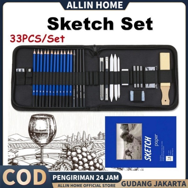 

35PCS/Set Drawing Set / Sketch Kit / Art Drawing Kit / Sketsa Pensil Pisau Penghapus Dan Pensil