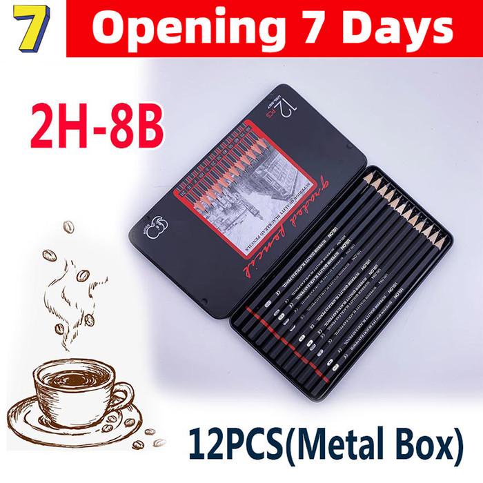 

12 pcs Pensil gambar sketsa set lengkap 2H H F B HB 2B 3B 4B 5B 6B - 2