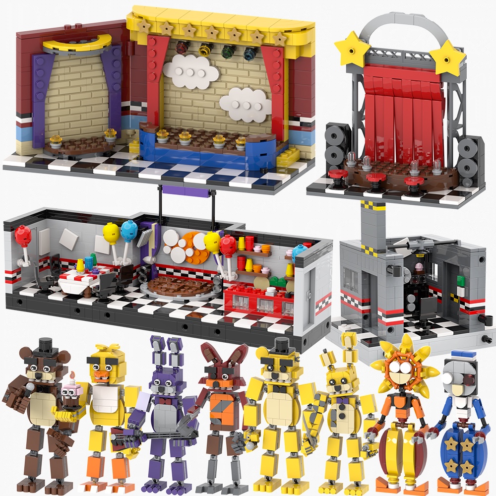 Horror Game Set Building Blocks Fnafed Movie Cartoon Bear Cartoon Scene Compatible Action Figures