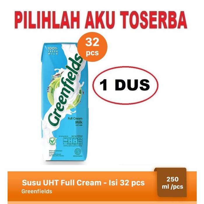 

SUSU GREENFIELDS FULL CREAM 250 ML - ( HARGA 1 DUS ISI 32 ) TERBARU