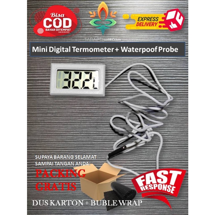 Lengkap- Thermometer Digital Mini Indoor Temperatur Suhu Ruangan / Dalam Kulkas