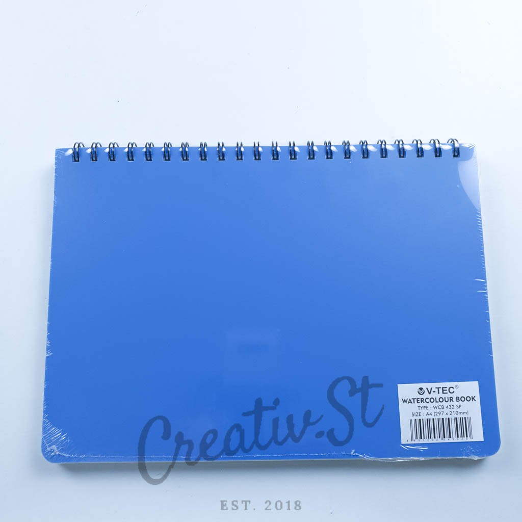 

IK! V-TEC Watercolor Book Spiral A4 300 Gsm Cold Pressed 21 X 30 Cm Buku Sketsa Cat Air