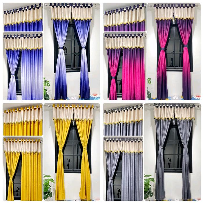 murah- Gorden Smokring Poni Renda Kristal Mewah Ukuran 120 x 220 Free Tali Gorden