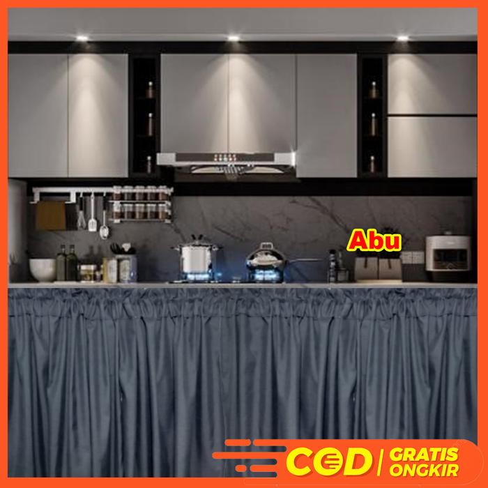 murah- Gorden Kolong Dapur Hordeng Kolong Dapur Polos Abu