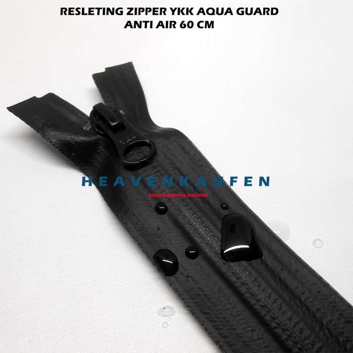 

Resleting Zipper YKK Aqua Guard Waterproof Anti Air 60 cm Hitam
