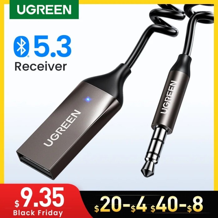 UGREEN Bluetooth Aux Adapter Wireless Car Bluetooth Receiver USB to
