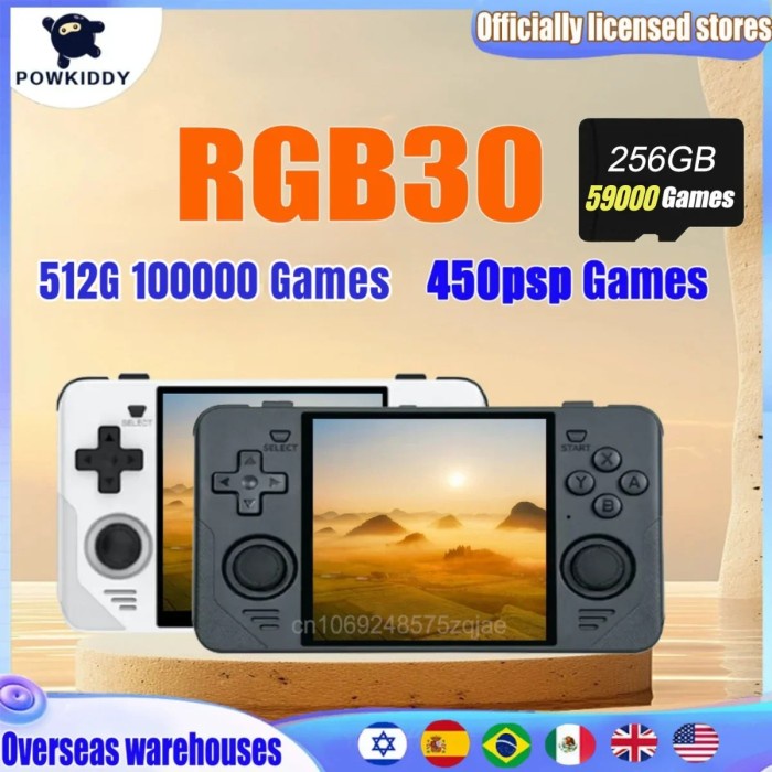 POWKIDDY RGB30 Retro Pocket Portable Handheld Game Console RK3566 4
