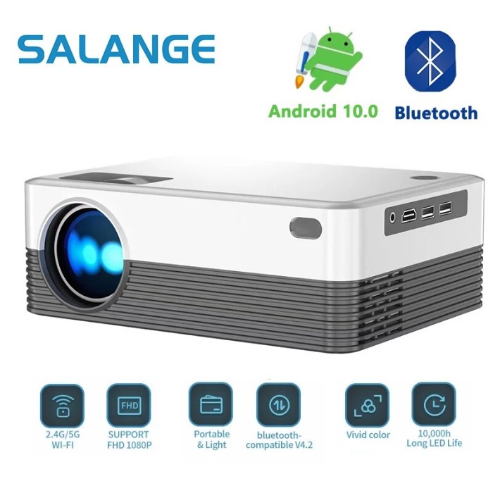 Salange P35 Android 10 Projector WIFI Portable MINI Video Beamer