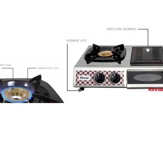 Kompor Gas 3 Tungku Rinnai Ri-524A (Api Lilin) Kompor Gas 3 Tungku + Grill Ditengah