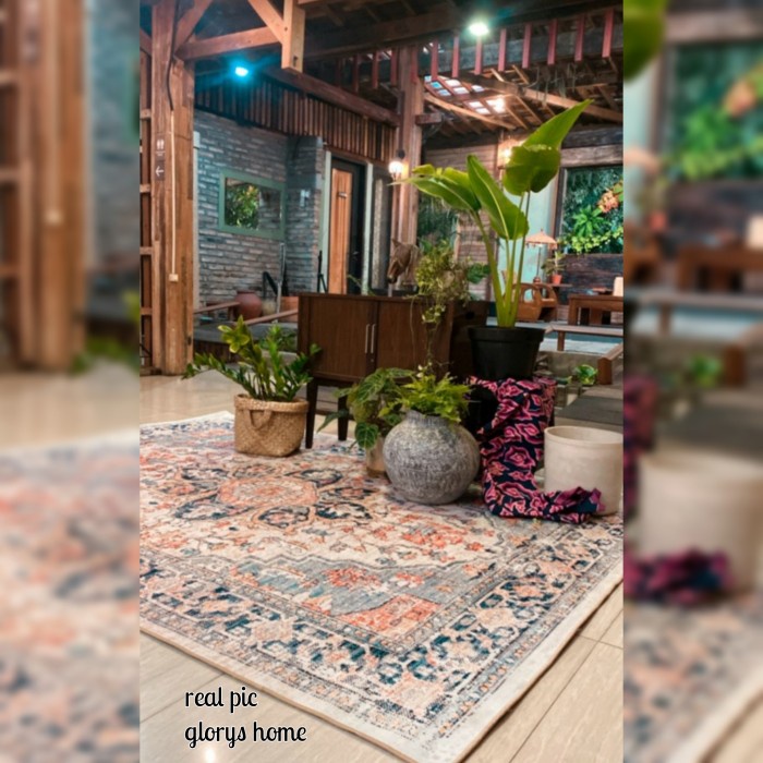 Karpet lantai anti slip, karpet dekorasi, karpet bohe jumbo