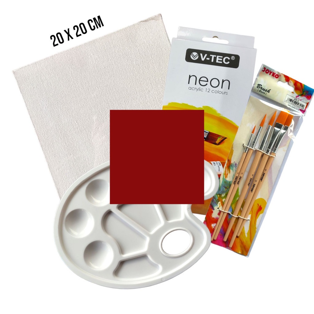 

IK! Paket Melukis Lengkap Set 4 in 1 Set Kanvas 20x20 Kuas Palet dan Cat Acrylic - Set- SHSNP