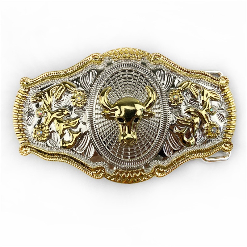 Two-Tone Cowboy Belt Buckle Western Cowboy Casual Fashion Belt Buckle