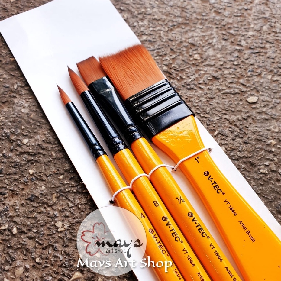 

IK! Kuas Lukis Set Isi 4 V-TEC VT 184 / Premium Artist Brush Besar Sedang Vtec VT-184/4