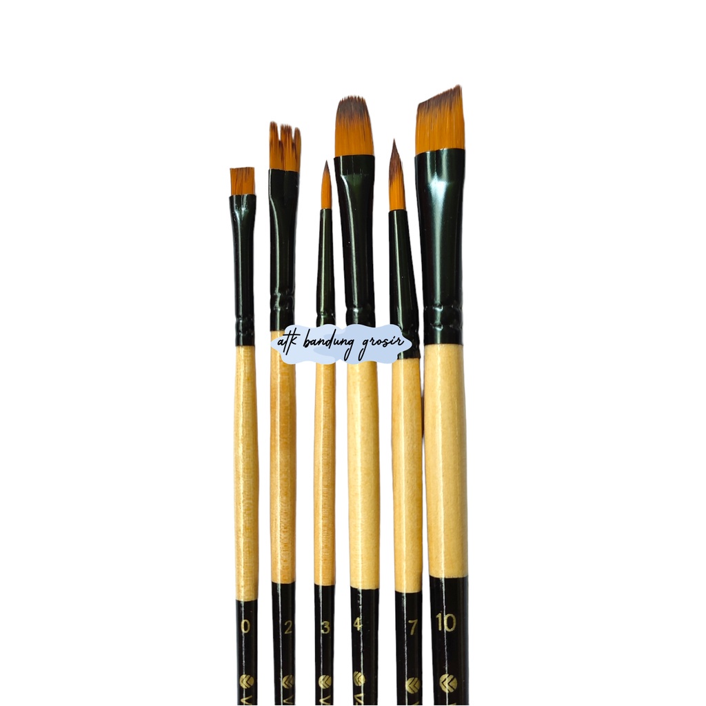 

IK! V-Tec Brush Bahan Nilon A520/6 Set 6 / Vtec Kuas Bahan Nilon Flat & Round / Kuas Lukis Set6