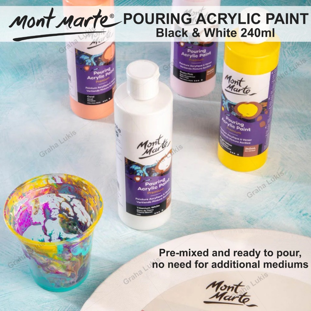 

IK! Mont Marte Pouring Acrylic Paint 240ml - Black/White