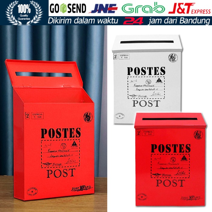 siapkirim- Kotak Surat Pos Besi Antik Dikunci Kotak Dekorasi Kotak Pos