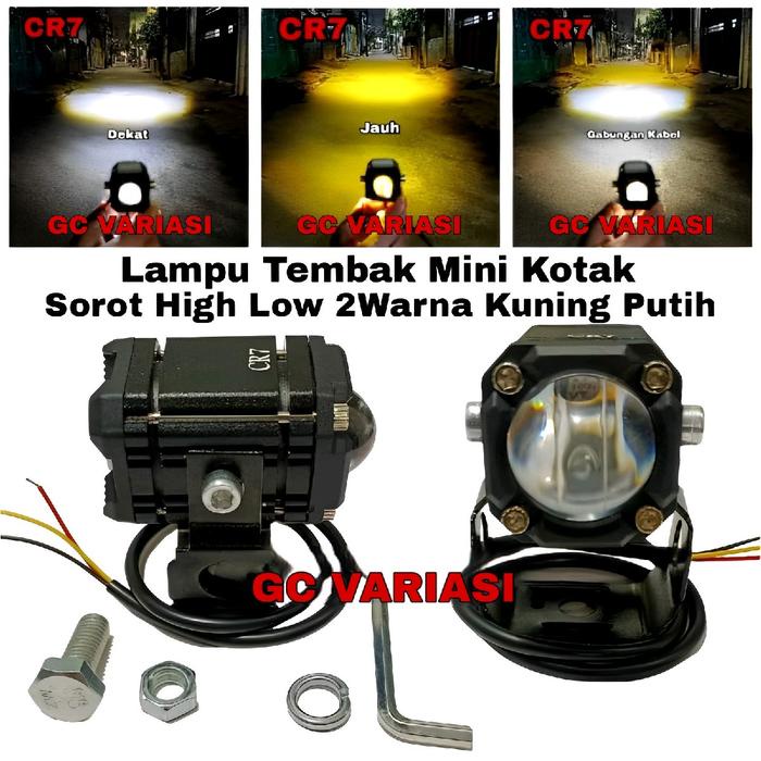 Gadgetglow_ Lampu Tembak Laser D2 Mini Cr7 Kotak Jauh Kuning Dekat Putih Lampu D2 Kotak Mini Cr7